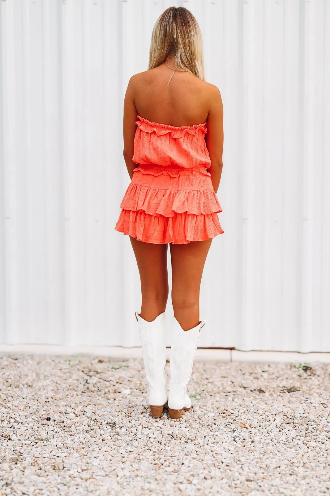 South of the City Romper Dress - Orange sold by Hazel & Olive product image thumbnail 2