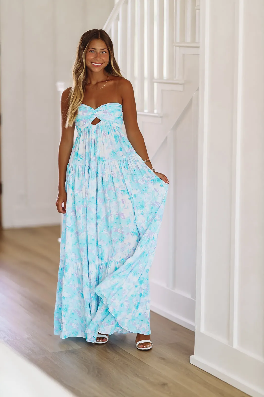 Watercolor Maxi Dress - Blue and Light Purple sold by Hazel & Olive product image thumbnail 2