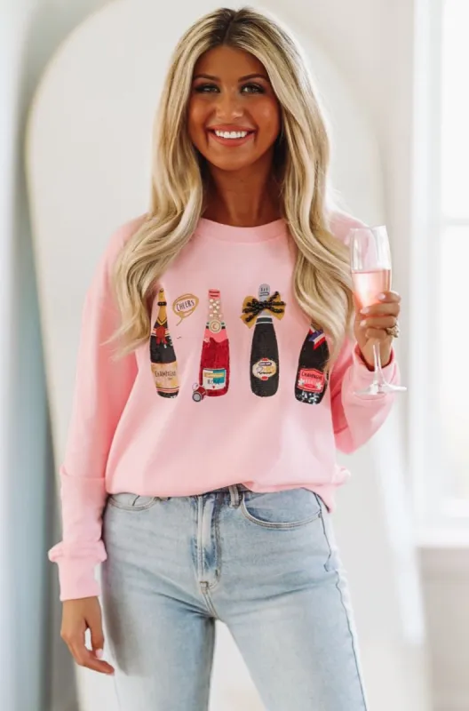 Embellished Cheers Sweatshirt - Pink sold by Hazel & Olive