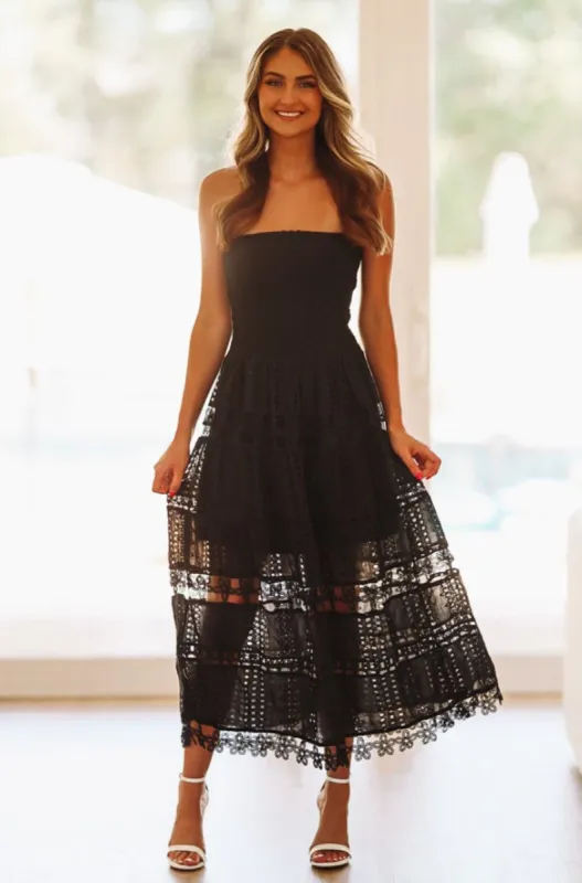 May I Have Your Attention Please Midi Dress - Black sold by Hazel & Olive