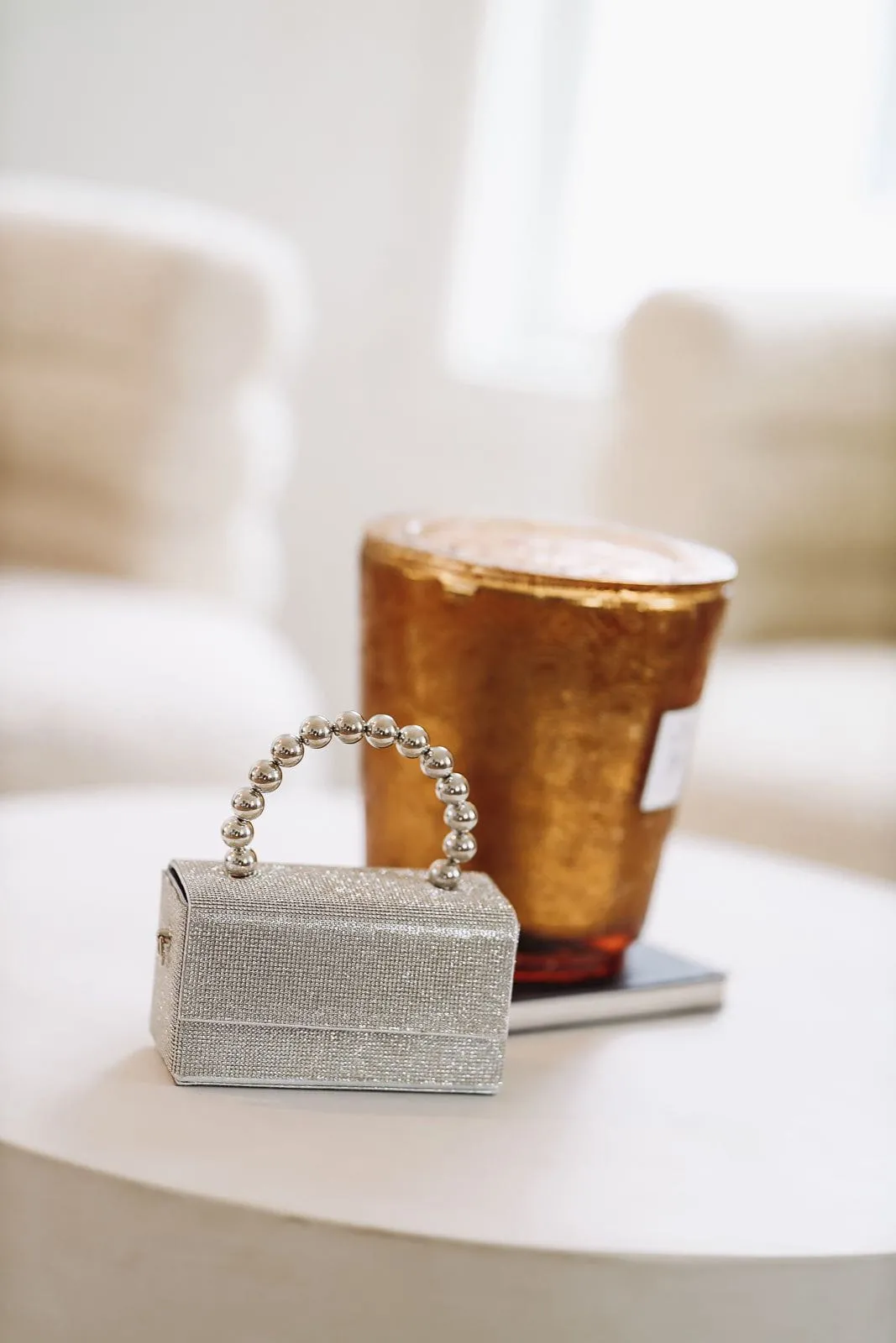 Silver Ball Handle Rhinestone Bag - Silver sold by Hazel & Olive product image thumbnail 2