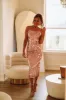 Glamour Queen Sequin Midi Dress - Light Pink sold by Hazel & Olive