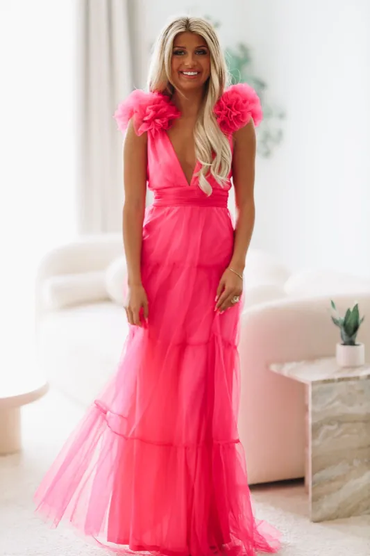 Love My Tulle Maxi Dress - Hot Pink sold by Hazel & Olive