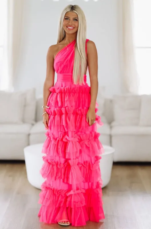 Darling at the Dance Maxi Gown Dress - Pink sold by Hazel & Olive