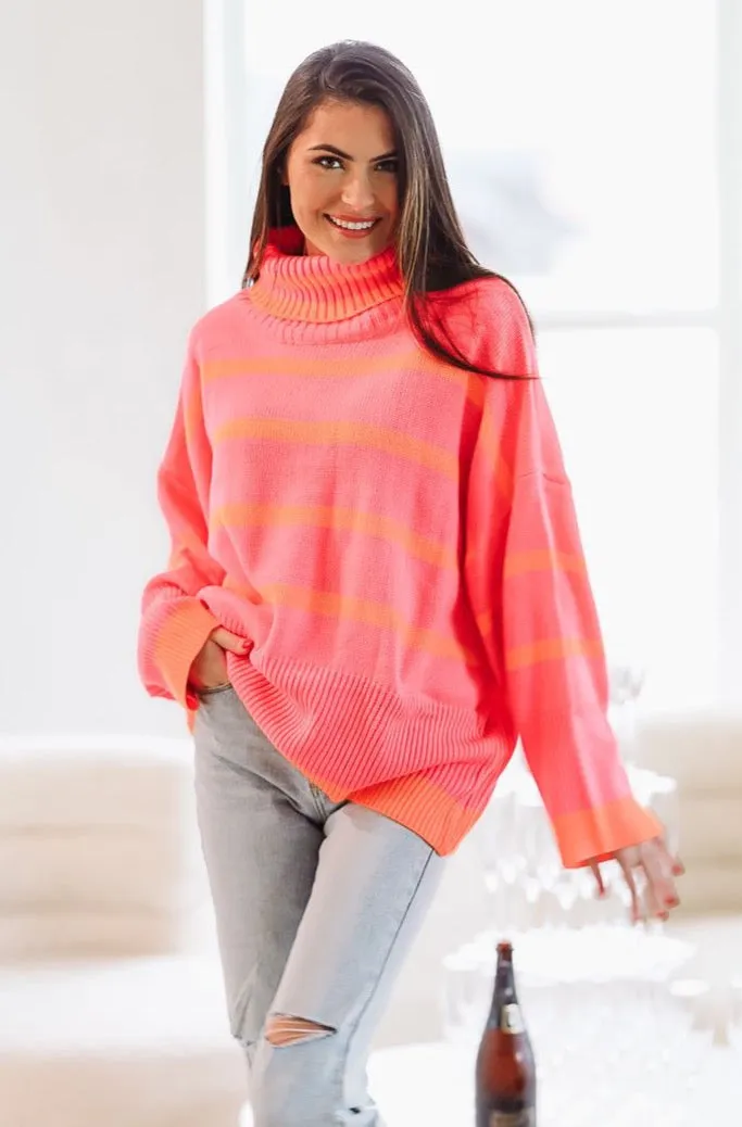Staying Optimistic Sweater - Pink and Orange (FINAL SALE) sold by Hazel & Olive
