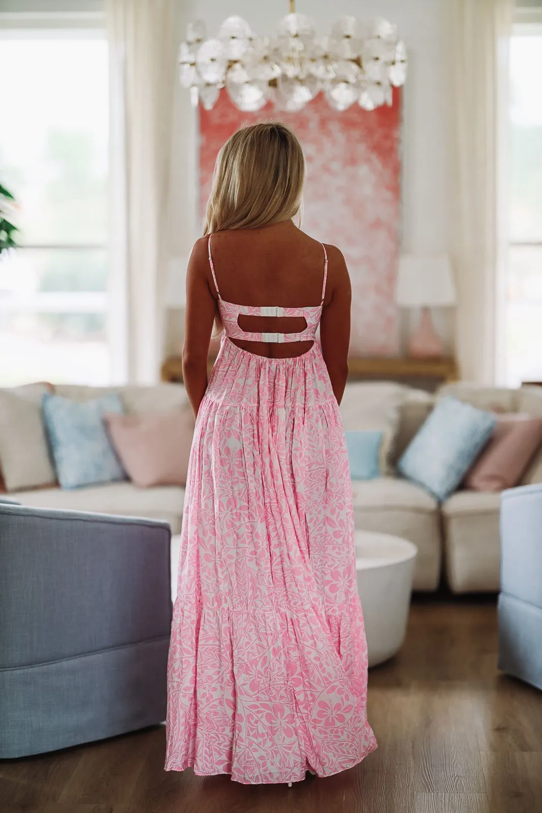 Caviar Dreams Print Maxi Dress - Pink and White sold by Hazel & Olive product image thumbnail 3