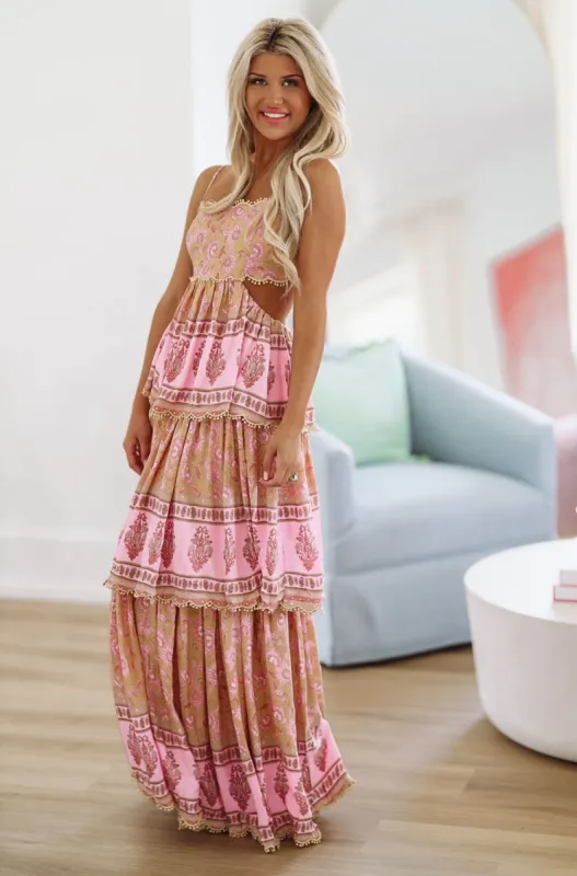 Wayward Maxi Dress - Yellow, Pink and Cream sold by Hazel & Olive