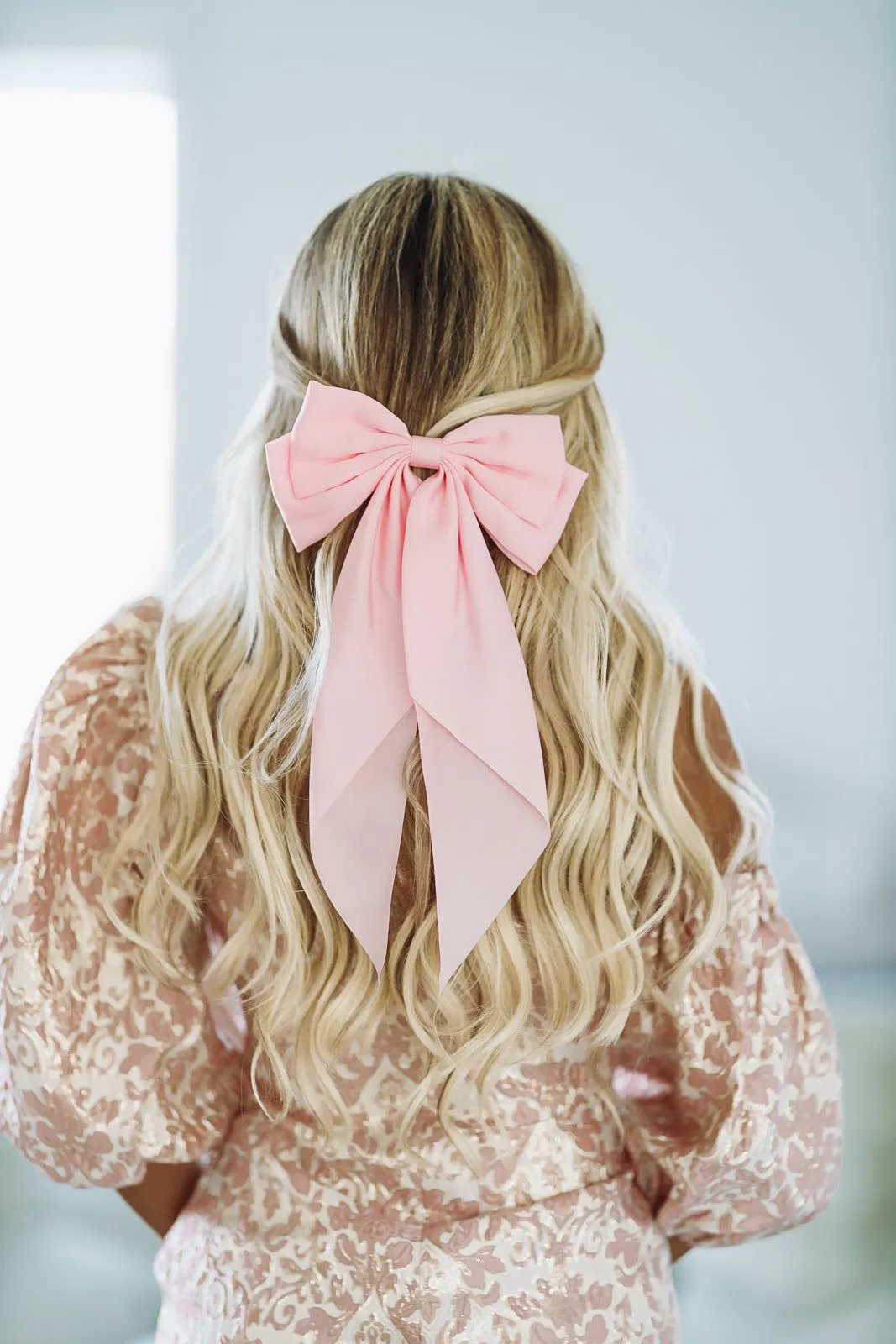 Satin Bow Hairclip - Light Pink sold by Hazel & Olive product image thumbnail 2