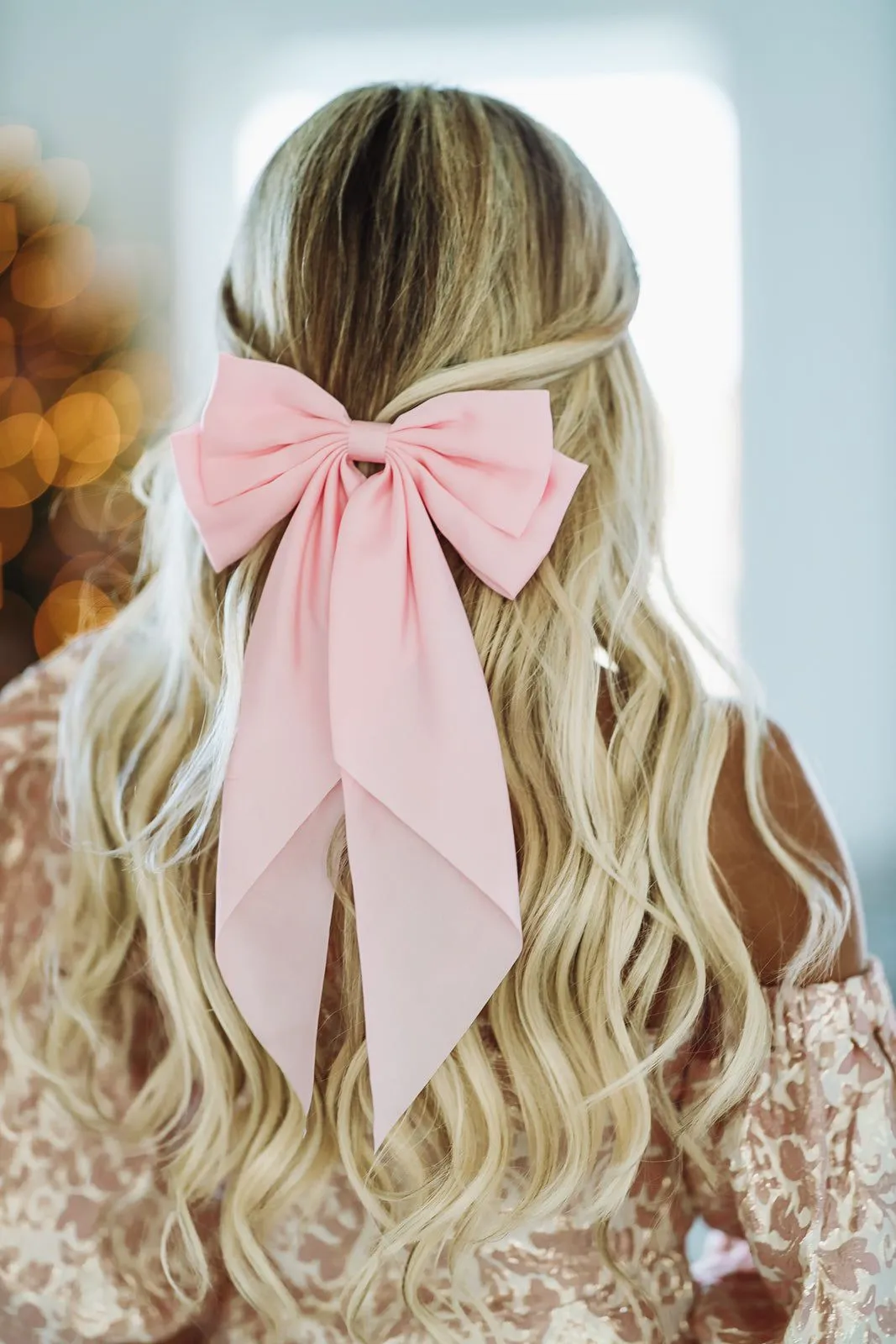 Satin Bow Hairclip - Light Pink sold by Hazel & Olive