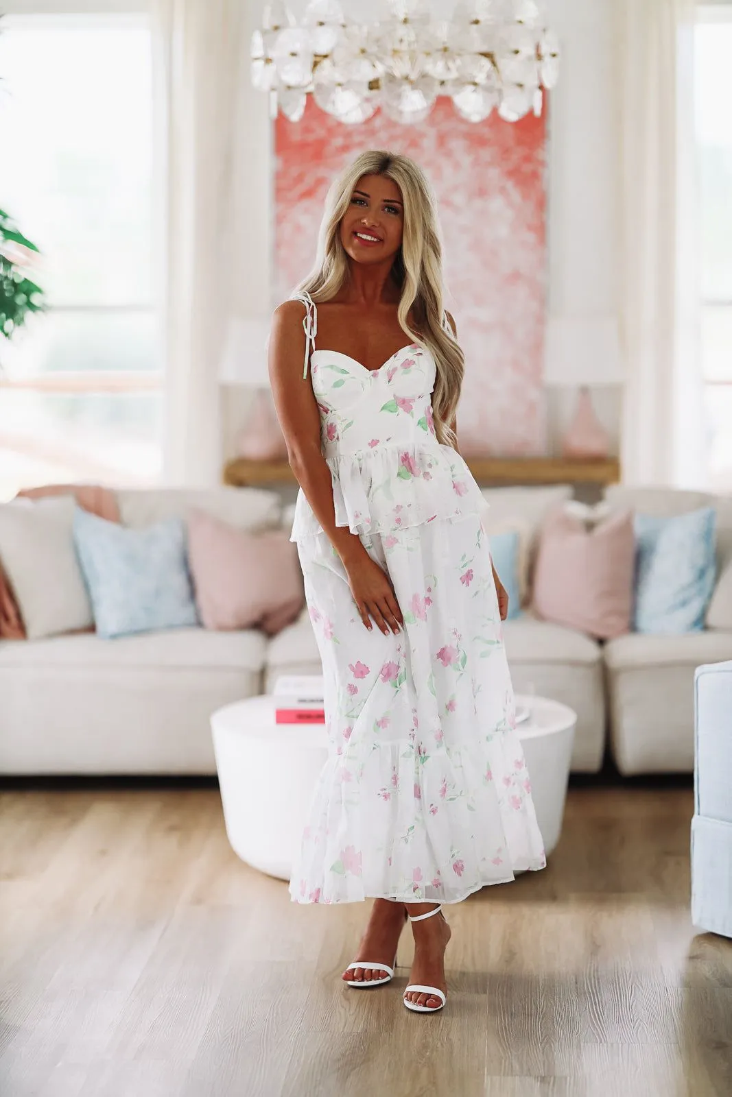 Nobody Like You Floral Midi Dress - White and Purple sold by Hazel & Olive product image thumbnail 2