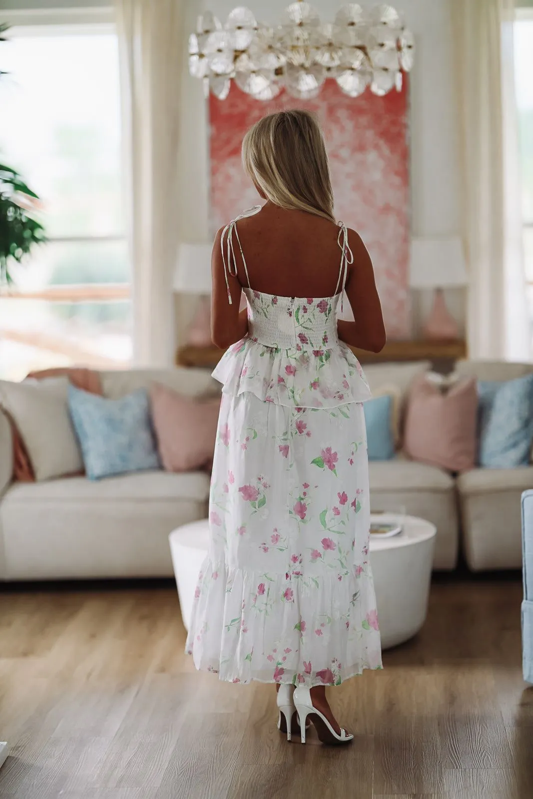 Nobody Like You Floral Midi Dress - White and Purple sold by Hazel & Olive product image thumbnail 3