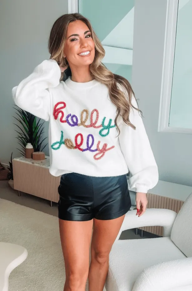 Have a Holly Jolly Christmas Tinsel Sweater - Ivory sold by Hazel & Olive product image thumbnail 3