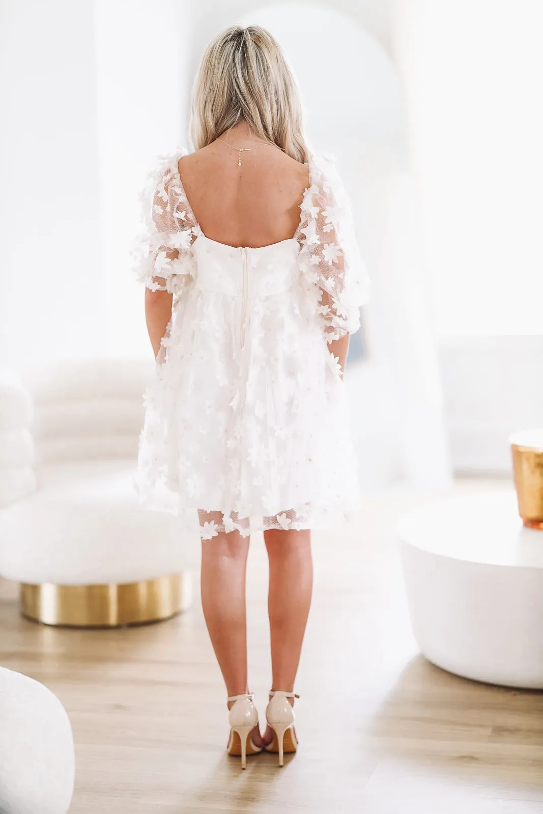 That Wonderful Feeling Cocktail Dress - Ivory and Gold sold by Hazel & Olive product image thumbnail 3