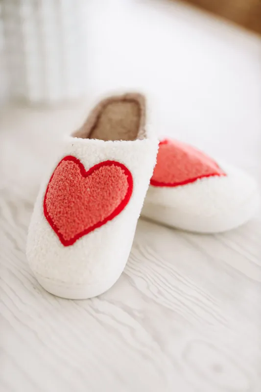 Heart Slippers - White, Red and Pink sold by Hazel & Olive