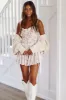 One Way or Another Mini Romper Dress - Cream and Pink sold by Hazel & Olive