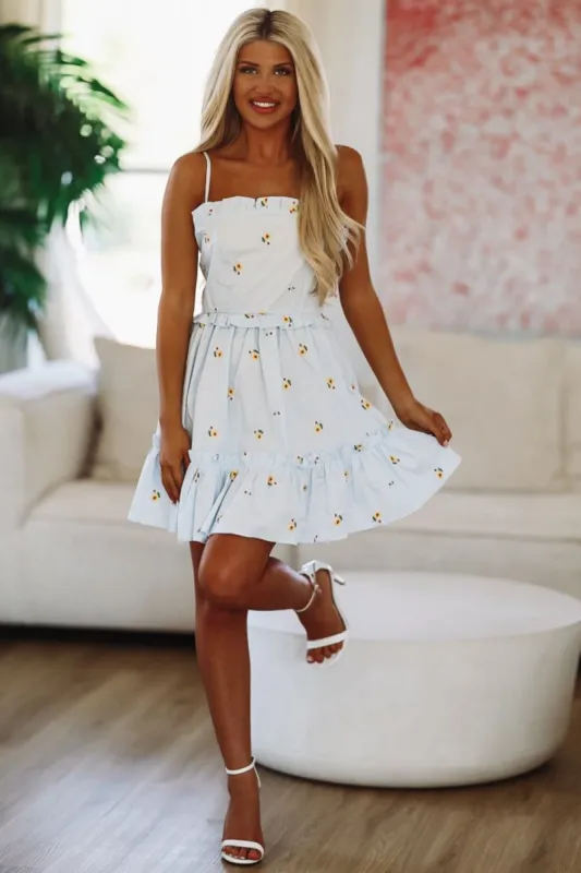 Love Blooms Here Mini Dress - Light Blue (FINAL SALE) sold by Hazel & Olive