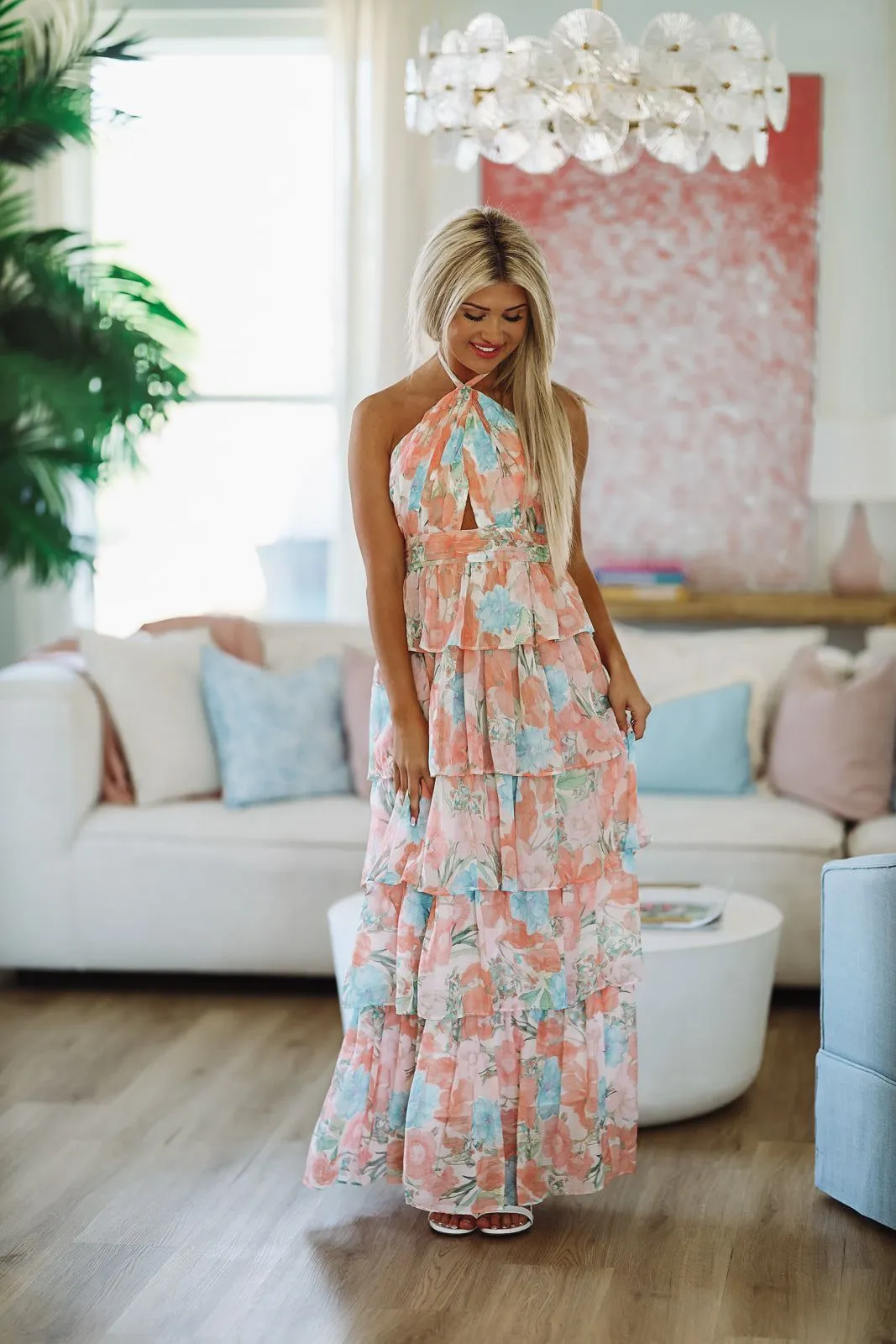 Stay True to You Maxi Dress - Peach and Light Blue sold by Hazel & Olive product image thumbnail 3