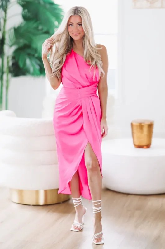 Dance The Night Away Satin Maxi Dress - Pink sold by Hazel & Olive