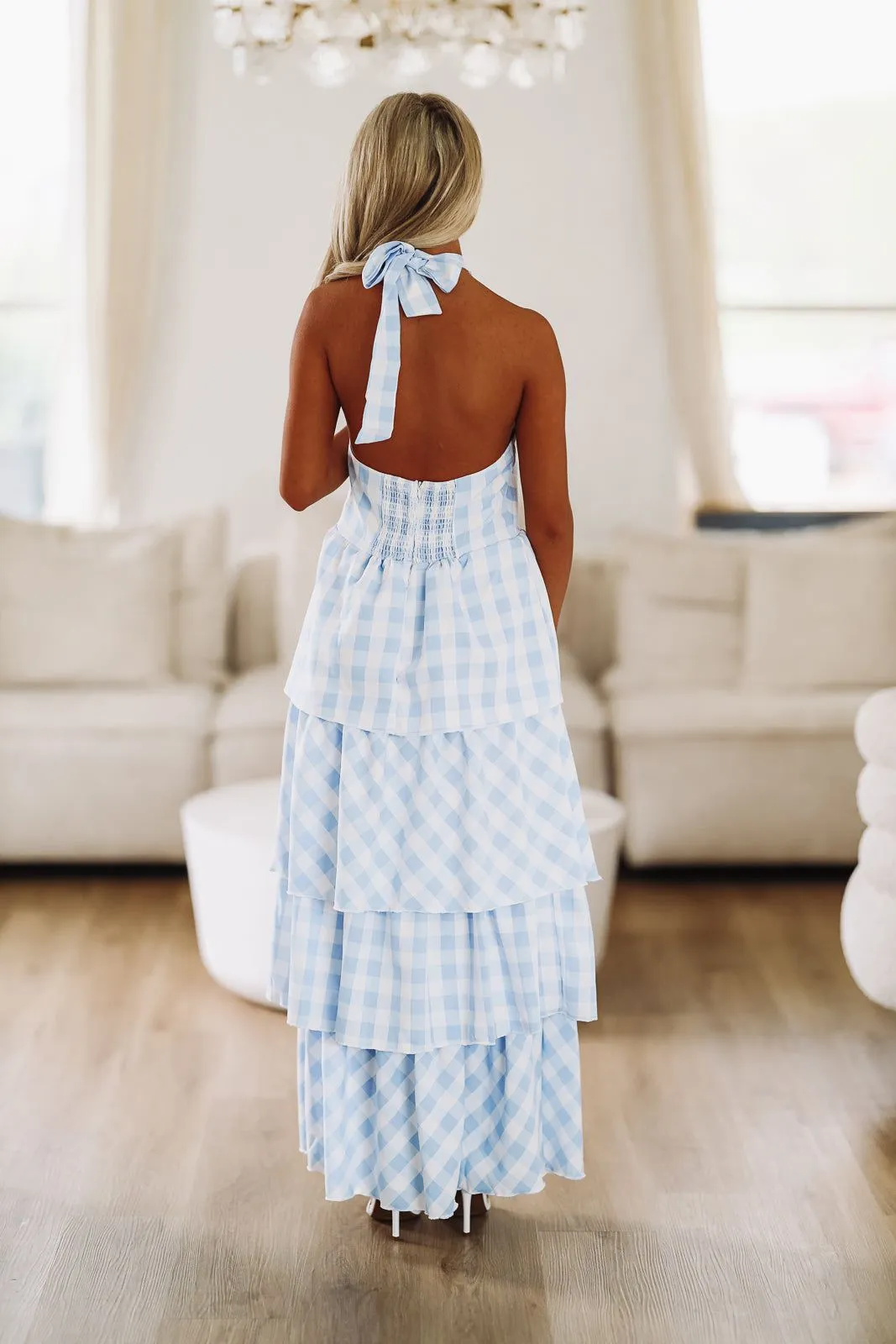Going to the Picnic Maxi Dress - Blue and White sold by Hazel & Olive product image thumbnail 3