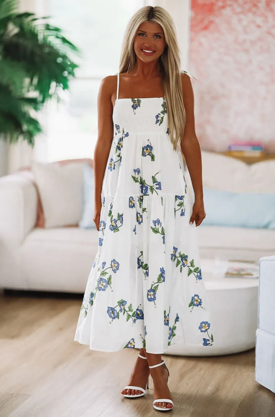 Passion Flower Midi Dress - Mint Blue sold by Hazel & Olive