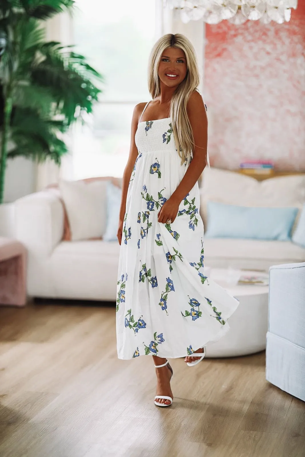 Passion Flower Midi Dress - Mint Blue sold by Hazel & Olive product image thumbnail 2