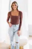 Snatched Square Neck Bodysuit - Mocha sold by Hazel & Olive