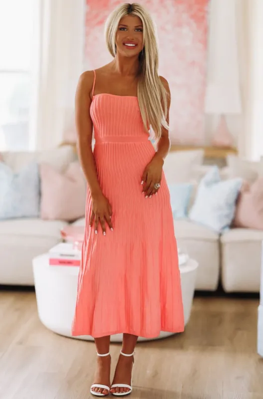 Daily Stroll Midi Dress - Coral sold by Hazel & Olive