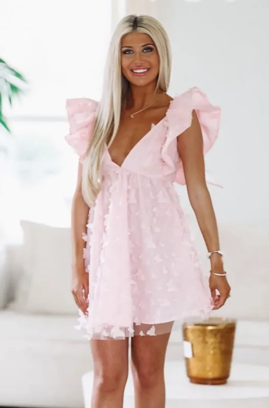 Butterfly Gardens Mini Dress - Pink sold by Hazel & Olive