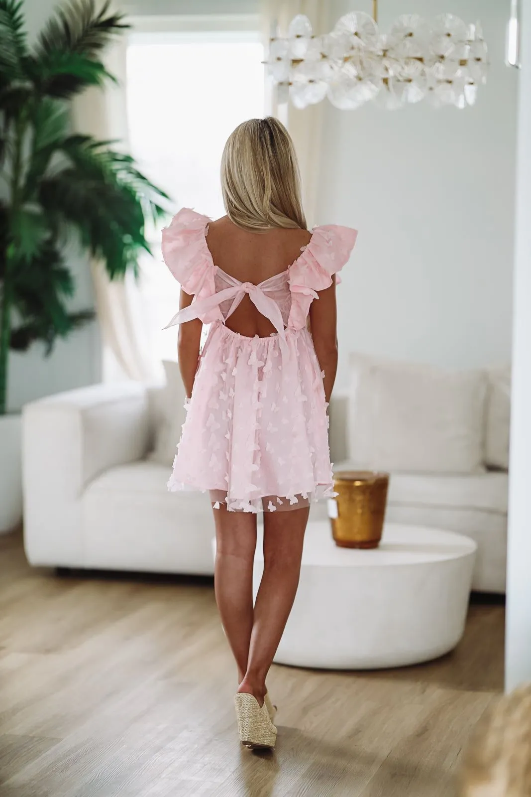 Butterfly Gardens Mini Dress - Pink sold by Hazel & Olive product image thumbnail 5