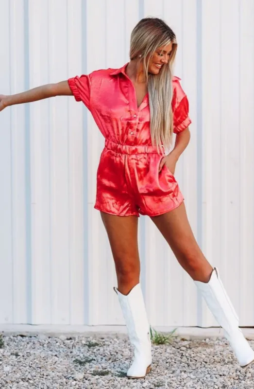 Music Row Weekend Romper - Red sold by Hazel & Olive