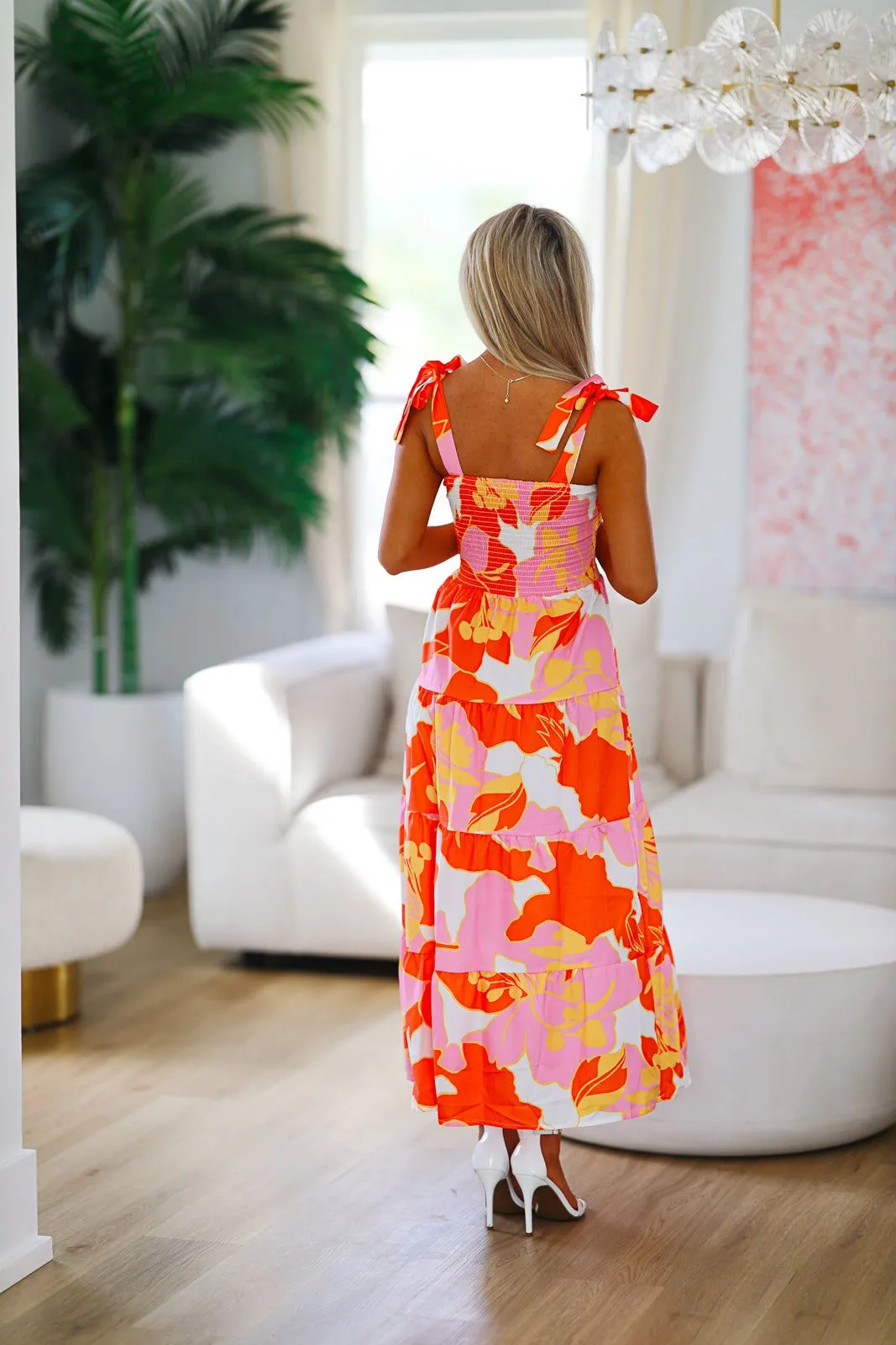 Hibiscus Tea Floral Midi Dress - Orange sold by Hazel & Olive product image thumbnail 5