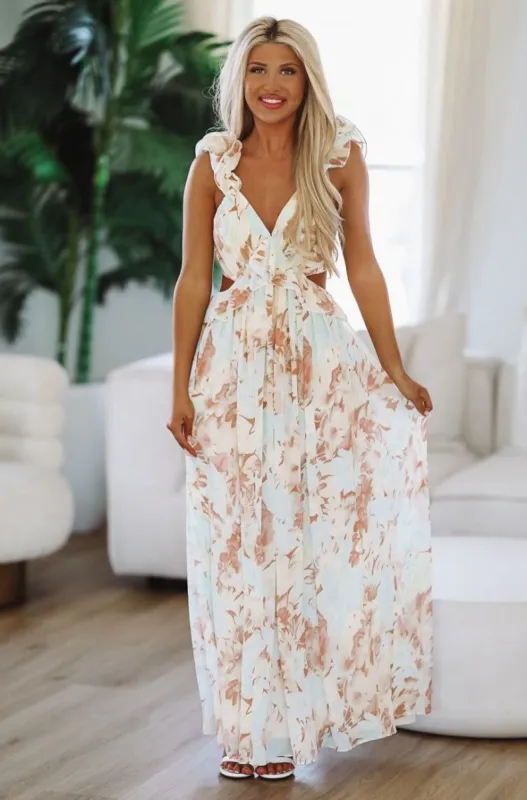 For Your Attention Floral Maxi Dress - Mint sold by Hazel & Olive