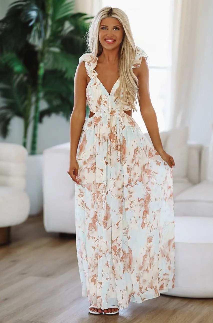 For Your Attention Floral Maxi Dress - Mint sold by Hazel & Olive