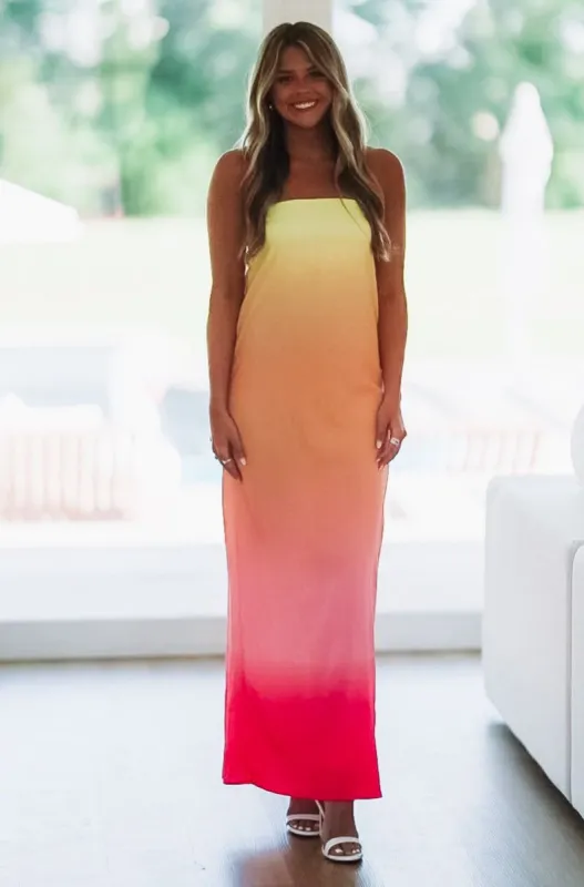 Sunshine of my Love Maxi Dress - Yellow, Pink and Orange sold by Hazel & Olive