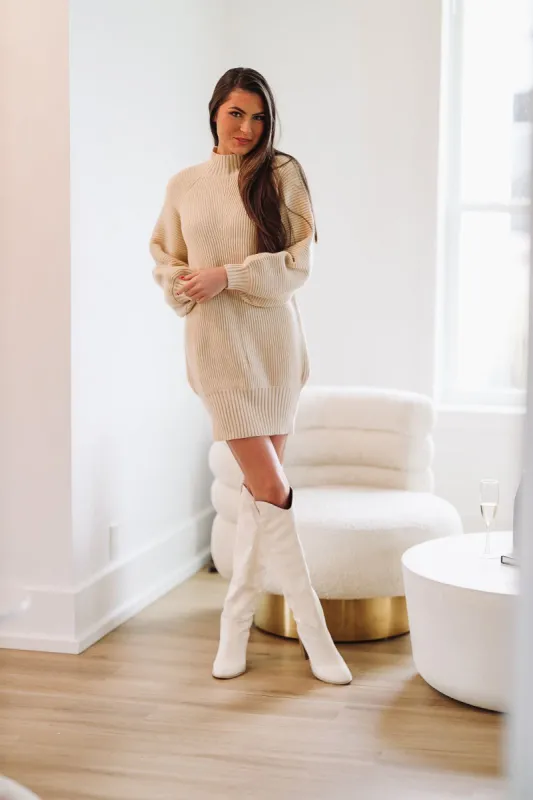 Moments Notice Sweater Dress - Cream sold by Hazel & Olive