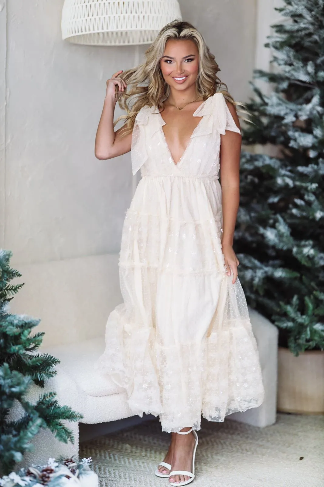 Tiered Love Maxi Dress - Cream sold by Hazel & Olive product image thumbnail 4