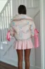 Floral Puffer Jacket - Pink and Blue sold by Hazel & Olive
