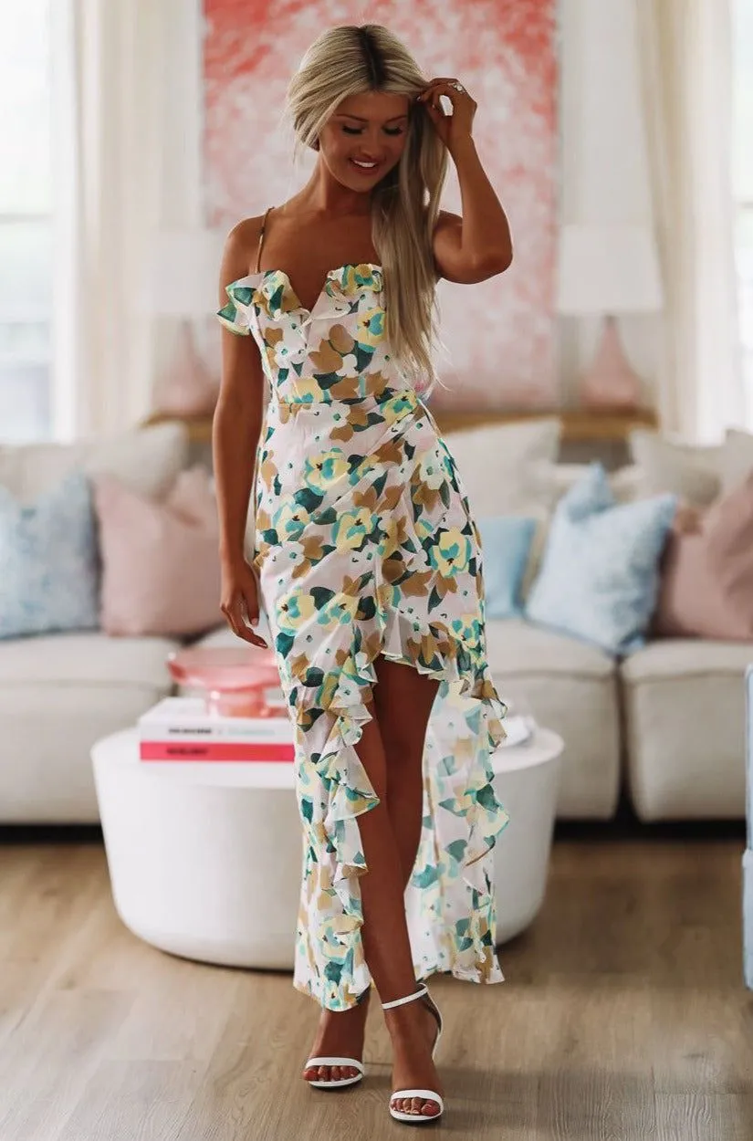 A Vision in Floral Maxi Dress - Green sold by Hazel & Olive