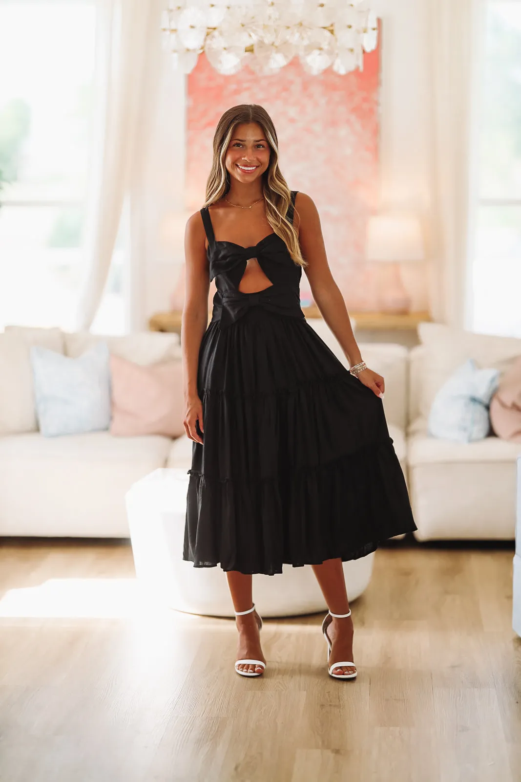 Twice as Nice Bow Tiered Maxi Dress - Black (FINAL SALE) sold by Hazel & Olive product image thumbnail 3