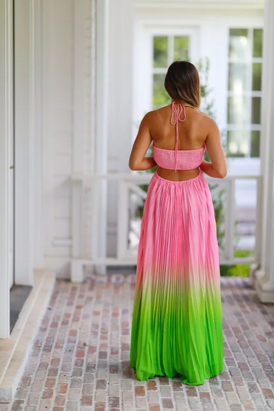 chinese dress ladies Green Puffy Tulle with Pink Floral Top Evening Dress Party Dress, Gree –  Cutedressy main image 1