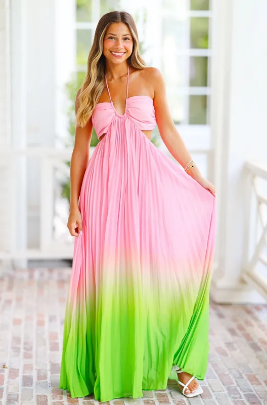 Mirror, Mirror Maxi Dress - Pink and Green sold by Hazel & Olive