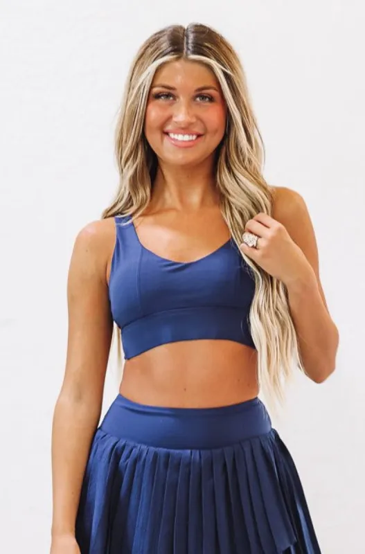 Lace Me Up Sports Bra - Navy sold by Hazel & Olive