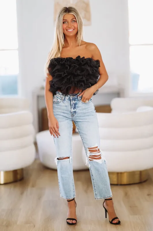 Seeking You Out Tulle Crop Top - Black sold by Hazel & Olive