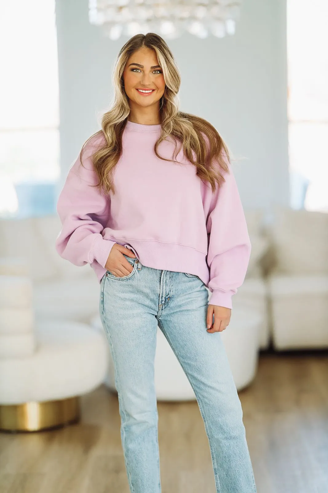 Perfect Escape Pullover - Lavender (FINAL SALE) sold by Hazel & Olive