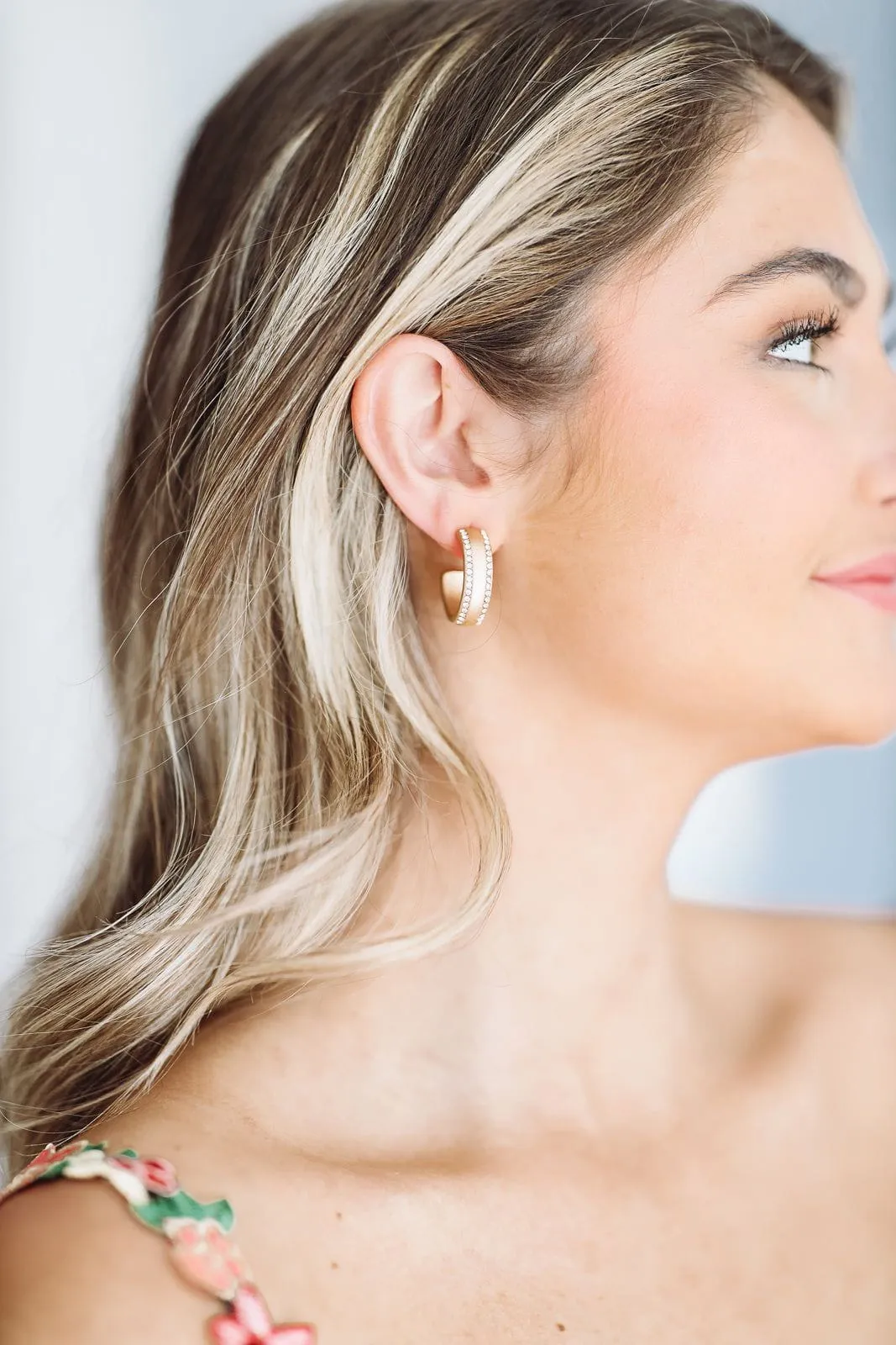 Rhinestone Hoop Earrings - Gold sold by Hazel & Olive product image thumbnail 2