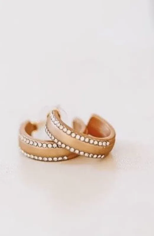 Rhinestone Hoop Earrings - Gold sold by Hazel & Olive