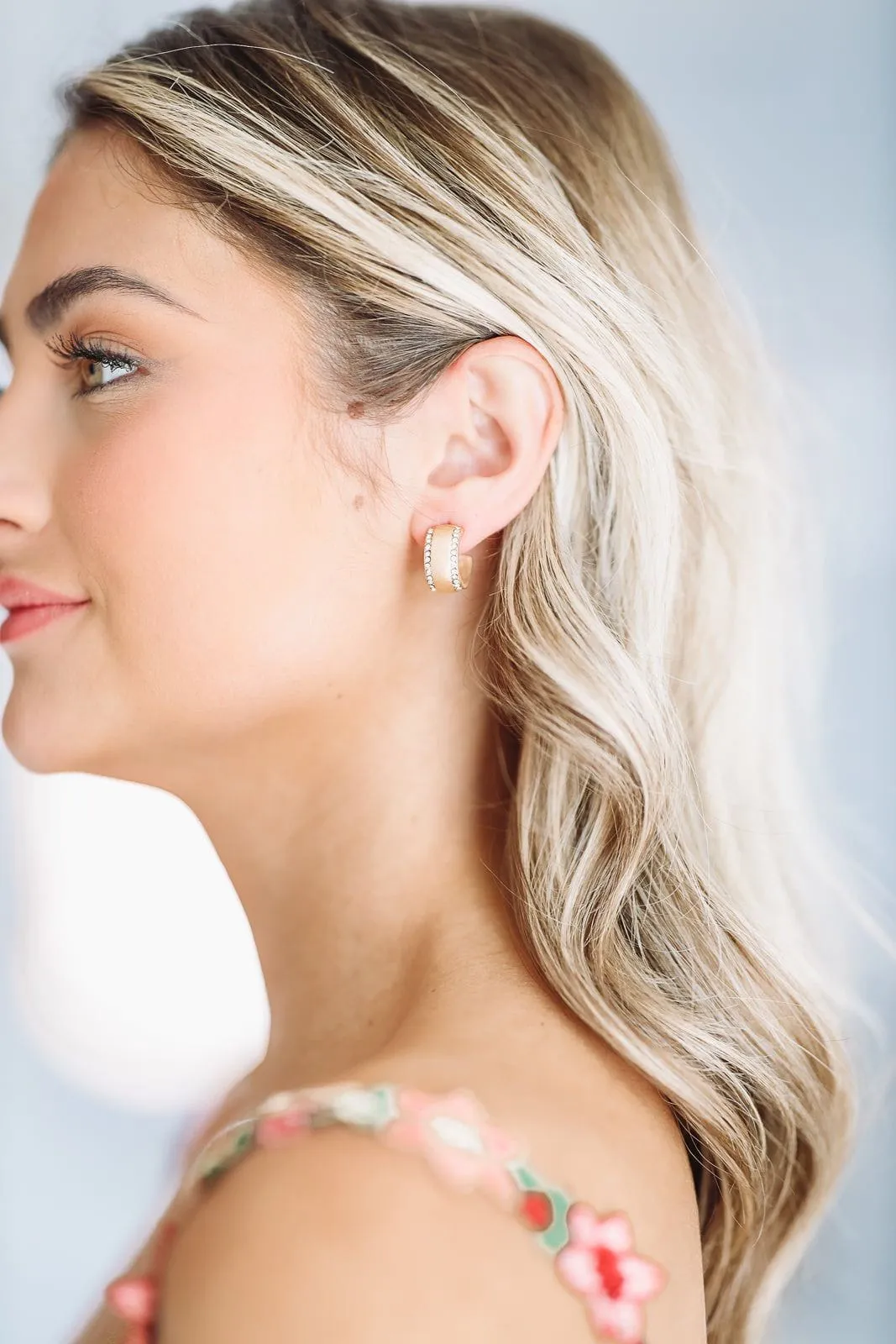 Rhinestone Hoop Earrings - Gold sold by Hazel & Olive product image thumbnail 3