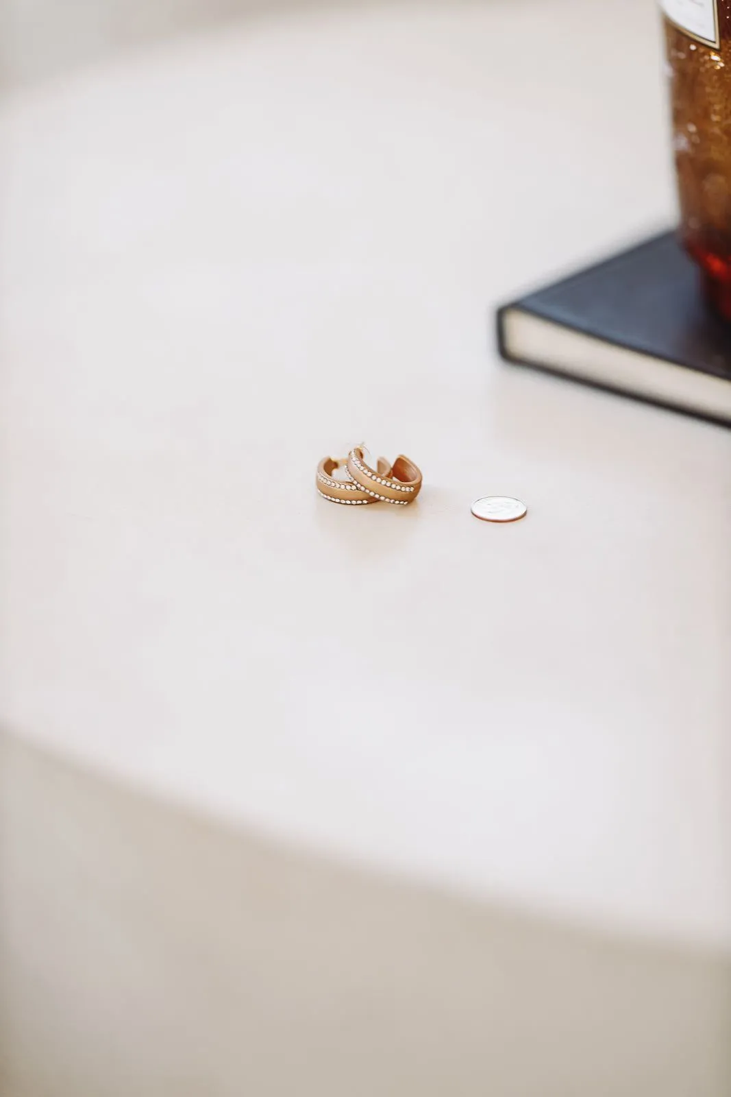 Rhinestone Hoop Earrings - Gold sold by Hazel & Olive product image thumbnail 5