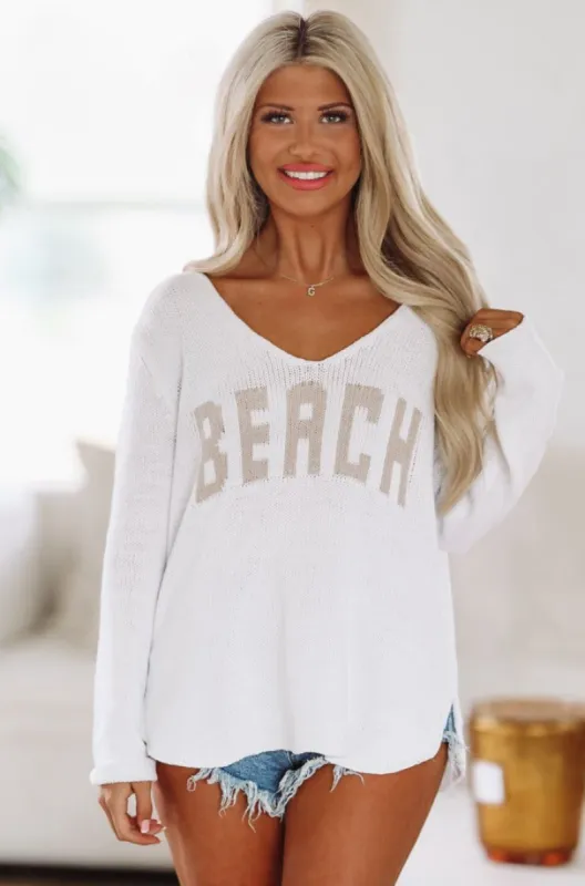 Beach Pullover Sweater -  White sold by Hazel & Olive