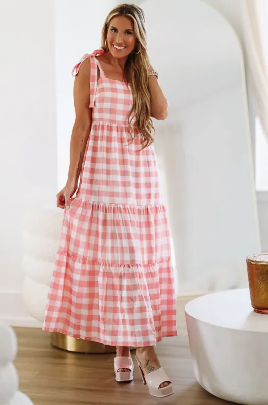 All Around Flair Maxi Dress - Pink and White sold by Hazel & Olive
